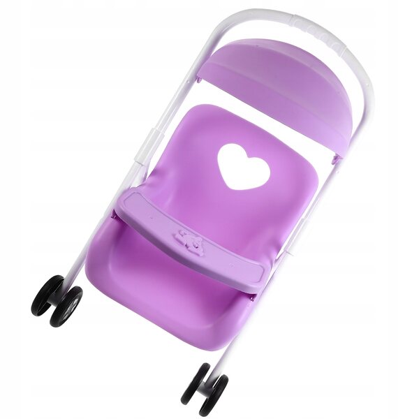 Elegante passeggino giocattolo viola in plastica per casa delle bambole 42x26x25 cm