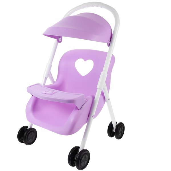 Elegante passeggino giocattolo viola in plastica per casa delle bambole 42x26x25 cm
