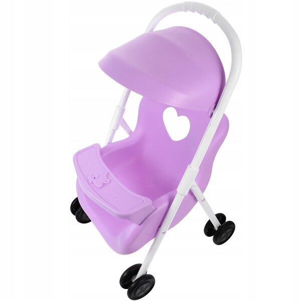 Elegante passeggino giocattolo viola in plastica per casa delle bambole 42x26x25 cm