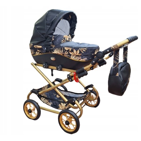 Passeggino per bambole glamour profondo stile retrò con dettagli dorati
