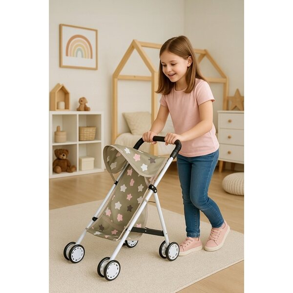 Passeggino per Bambole Nobo Kids Leggero e Pieghevole in Metallo per Bambini 3+