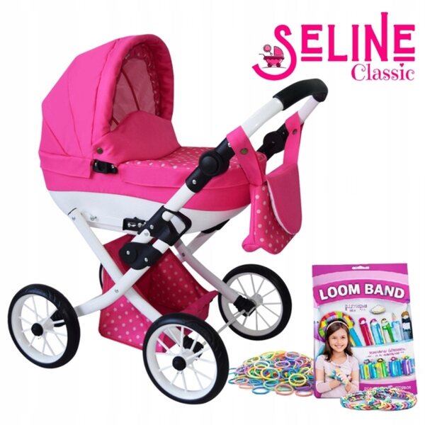 Количка за кукли Seline Classic 2026, сгъваема, дълбока, регулируема, с чанта и безплатно