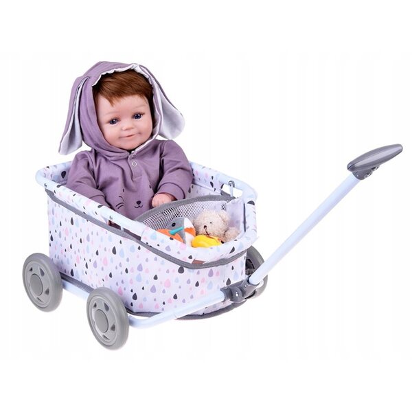 JokoMisiada ZA5919 tiefer Puppenwagen mit Pastell-Design und Anhängerfunktion