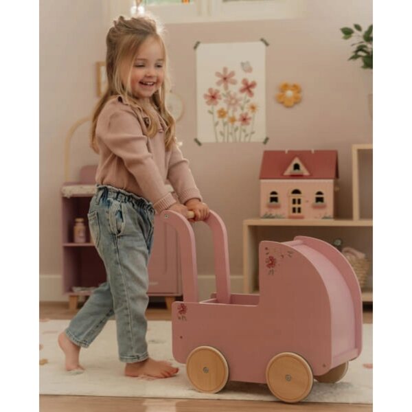 Little Dutch Kinderwagen aus FSC-Holz mit Bettwäsche für Puppen – Spielen und Lernen