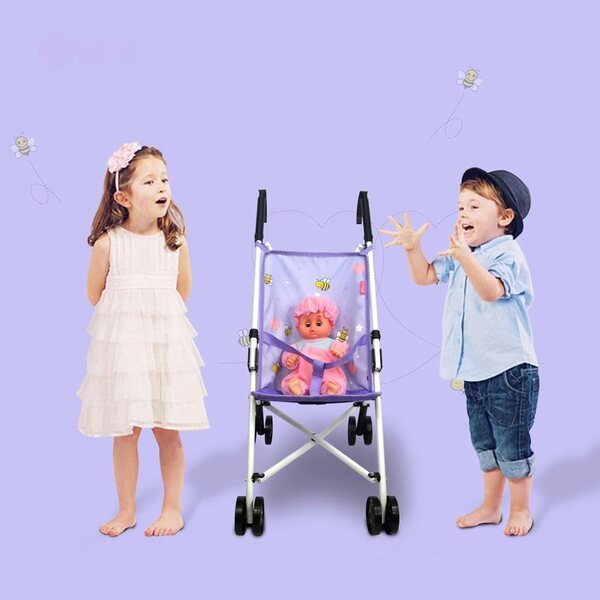58 cm tiefer Puppenwagen mit stabilem und klappbarem Sicherheitsgurt