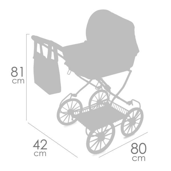 DeCuevas Verona faltbarer Puppenwagen mit Tasche und Verdeck