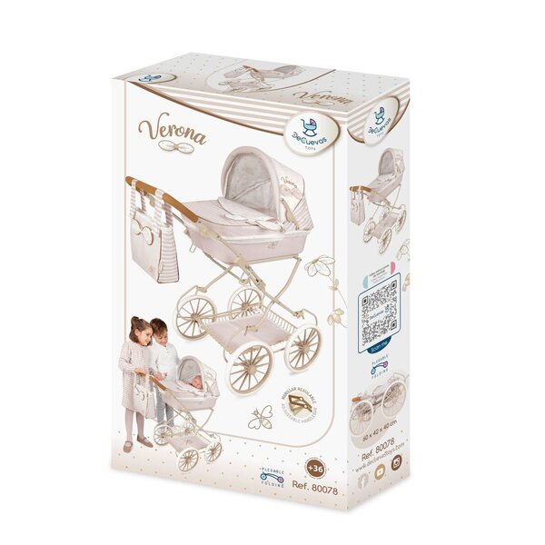 DeCuevas Verona faltbarer Puppenwagen mit Tasche und Verdeck