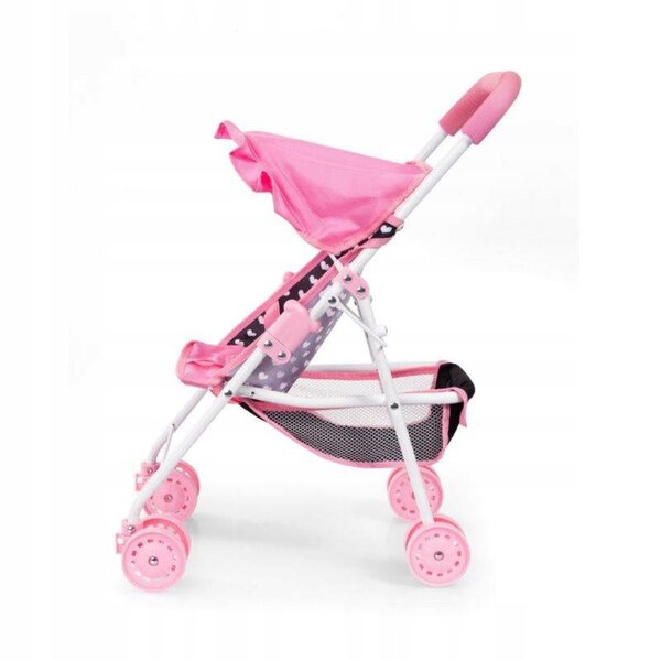 Bayer 3-in-1-Puppenkinderwagen in Rosa und Schwarz mit Schleife und Zubehör