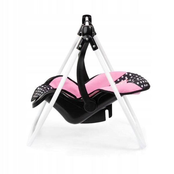 Bayer 3-in-1-Puppenkinderwagen in Rosa und Schwarz mit Schleife und Zubehör