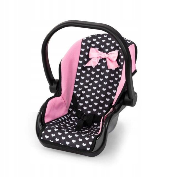 Bayer 3-in-1-Puppenkinderwagen in Rosa und Schwarz mit Schleife und Zubehör