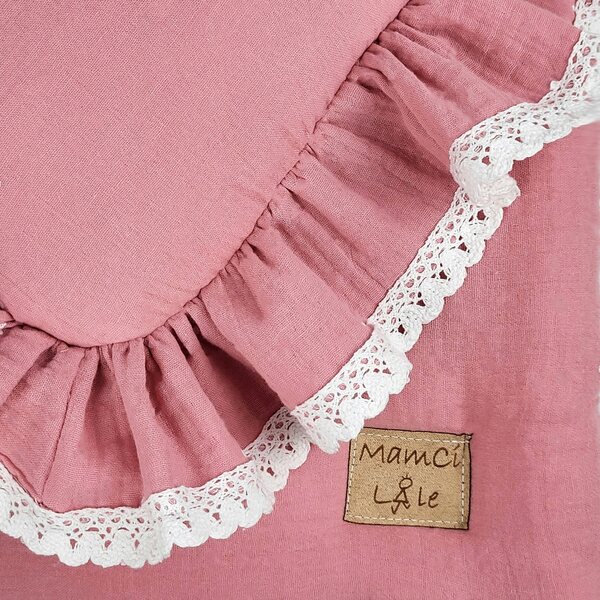Mamcilale rosa gepunktetes 3-teiliges Puppenbettwäsche-Set