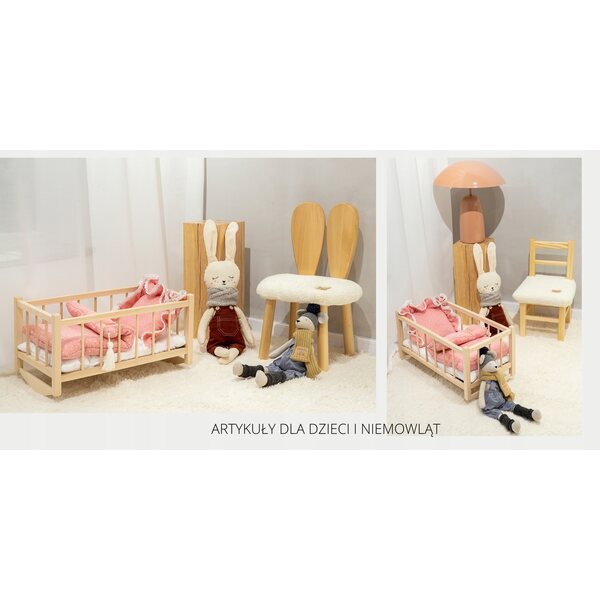 Mamcilale rosa gepunktetes 3-teiliges Puppenbettwäsche-Set