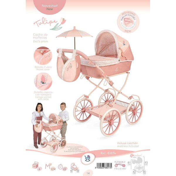 Diep opvouwbare kinderwagen voor DeCuevas Tulipe poppen met accessoires 2025