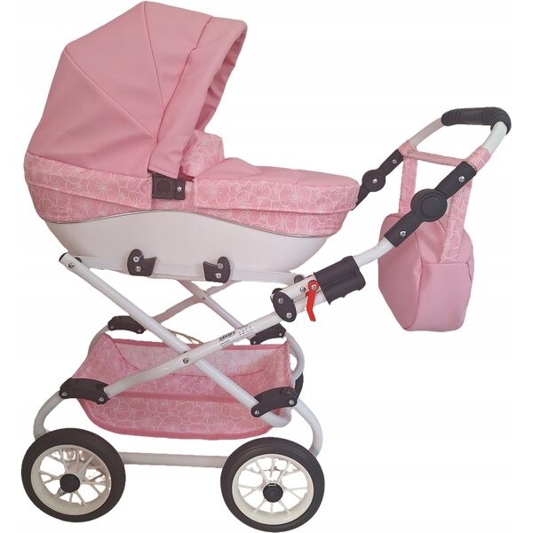Passeggino per bambole Nicol Premium rosa cipria, design realistico e dettagli eleganti