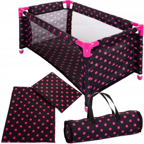 3-in-1-Set für Puppen mit Kinderwagen, Kinderbett, Tasche und Doris-Zubehör