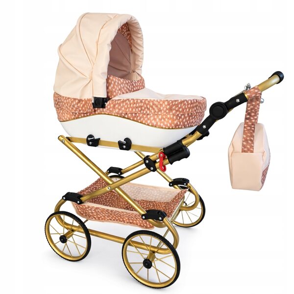 Großer Puppenwagen Nicol Retro W-24 Jelonki Cremefarbenes Öko-Leder
