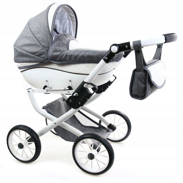Ein tiefer Raj-Maja-Puppenwagen für Kleinkinder mit Kunstleder und verstellbarem Griff