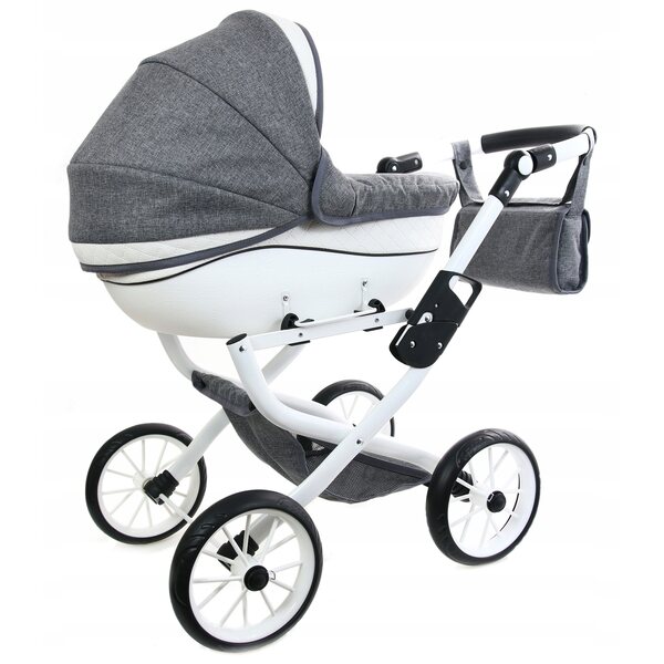 Ein tiefer Raj-Maja-Puppenwagen für Kleinkinder mit Kunstleder und verstellbarem Griff