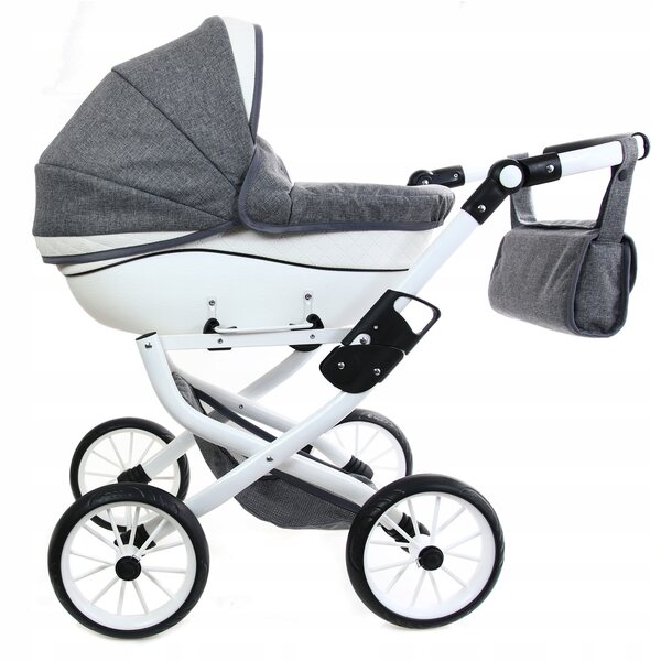 Ein tiefer Raj-Maja-Puppenwagen für Kleinkinder mit Kunstleder und verstellbarem Griff