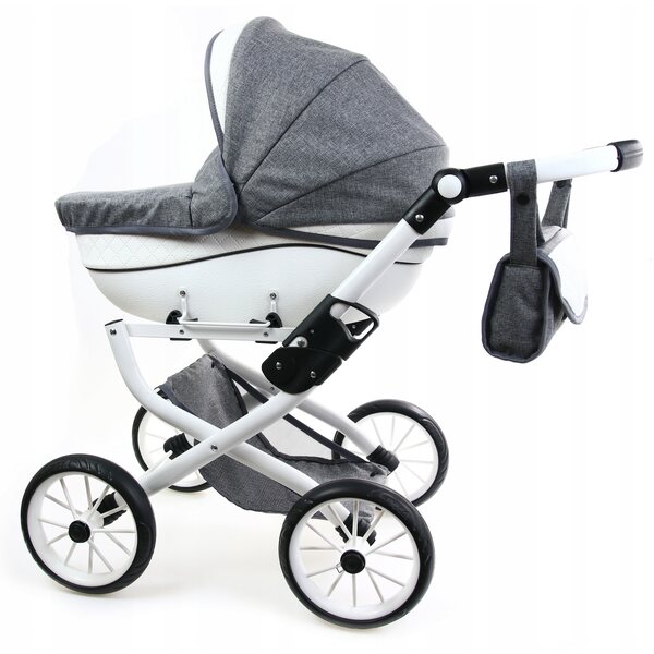 Ein tiefer Raj-Maja-Puppenwagen für Kleinkinder mit Kunstleder und verstellbarem Griff