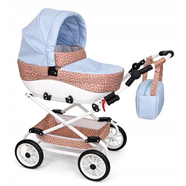 Diepe poppenwagen Nicol Premium W-09 Jelonki Blauw eco-leer