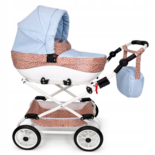Diepe poppenwagen Nicol Premium W-09 Jelonki Blauw eco-leer