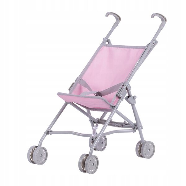 To-ma Lily Leichter, zusammenklappbarer Puppenwagen in Rosa und Grau