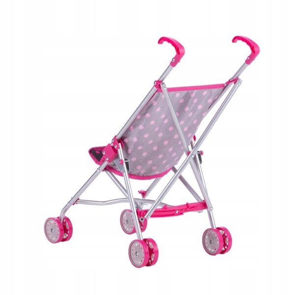 To-ma Lily Leichter, zusammenklappbarer Puppenwagen in Rosa und Grau