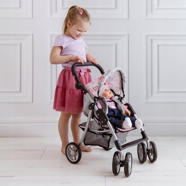 Großer, faltbarer Puppenwagen Doris mit verstellbarem Griff