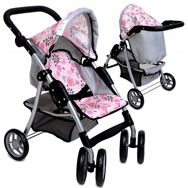 Großer, faltbarer Puppenwagen Doris mit verstellbarem Griff