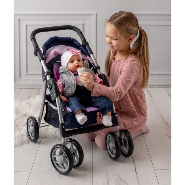 Großer, faltbarer Puppenwagen Doris mit verstellbarem Griff