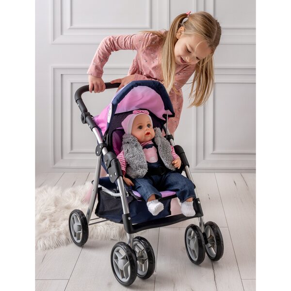 Großer, faltbarer Puppenwagen Doris mit verstellbarem Griff