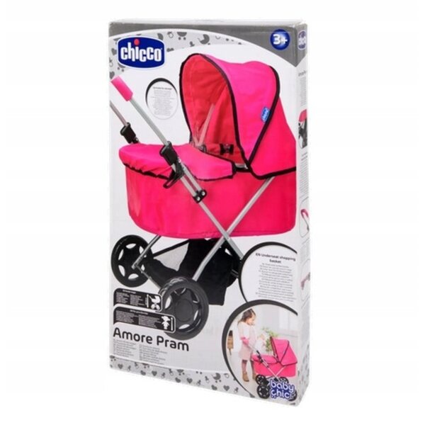 Chicco Amore Pram Puppenwagen rosa, tiefer Kinderwagen für Kinder