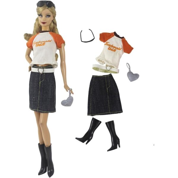 5-teiliges Kleidungsset für 30 cm große amerikanische Puppe – Freizeitkleidung, Mantel und Accessoires BJD 1/6