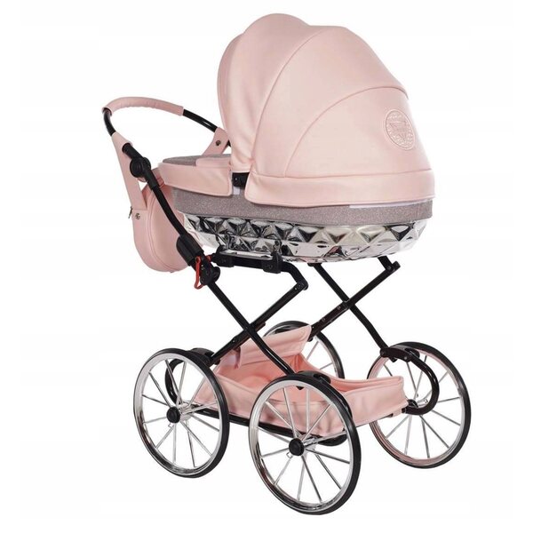 Junama HandCraft Mini Glitter 02 Bianco-Oro Passeggino per Bambole Elegante