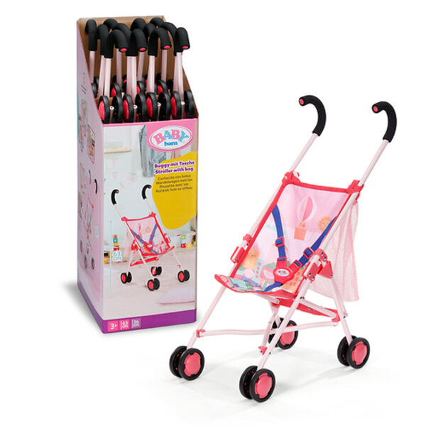 Rosa BABY born Puppenwagen mit Tasche und Sicherheitsgurten