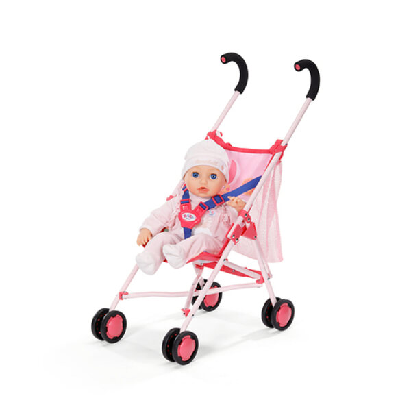 Rosa BABY born Puppenwagen mit Tasche und Sicherheitsgurten