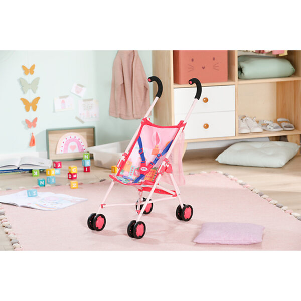 Rosa BABY born Puppenwagen mit Tasche und Sicherheitsgurten