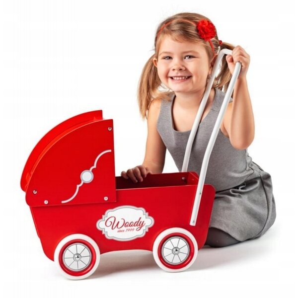 Passeggino in legno rétro Woodyland Kids per bambole fino 40 cm