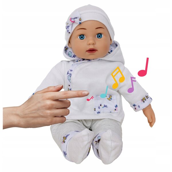 Doris 3-in-1 Puppenwagen-Set mit Puppe und Zubehör: Geräusche, Tasche, Wickelauflage