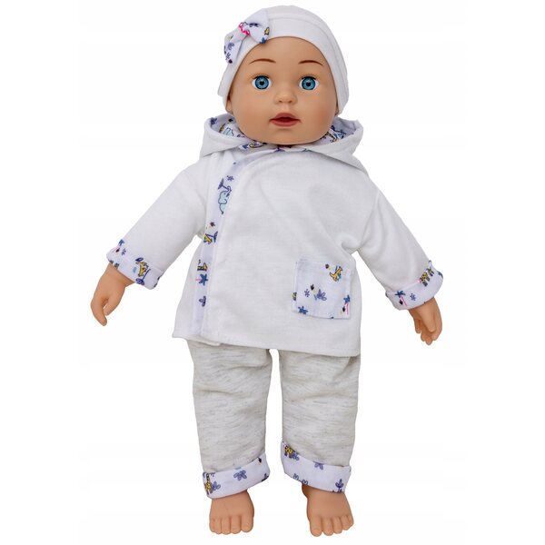 Doris 3-in-1 Puppenwagen-Set mit Puppe und Zubehör: Geräusche, Tasche, Wickelauflage