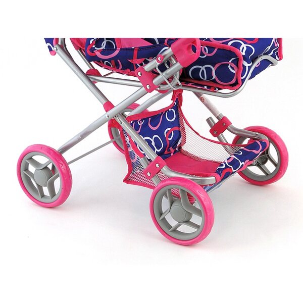 Dunkelrosa Adar Puppenwagen mit weißen Punkten, Höhe 67 cm