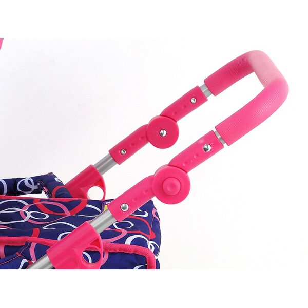 Dunkelrosa Adar Puppenwagen mit weißen Punkten, Höhe 67 cm