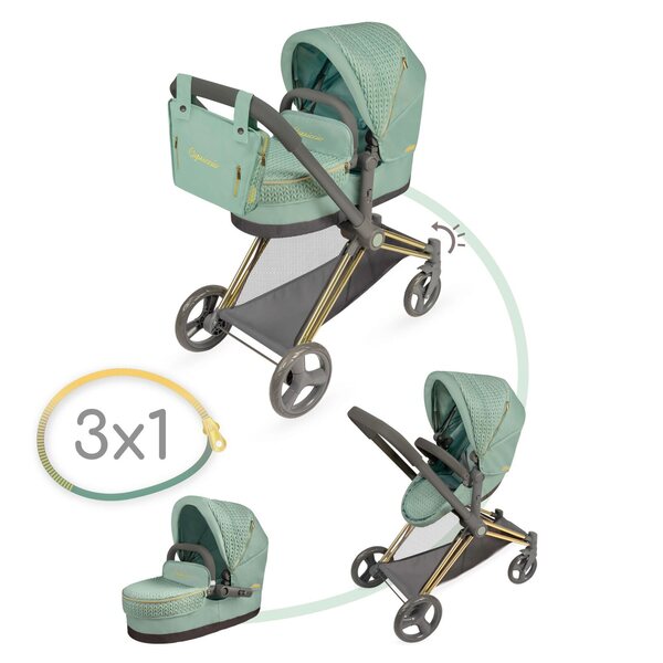 DeCuevas Capriccio 2025 3-in-1 faltbarer Puppenwagen mit Tasche