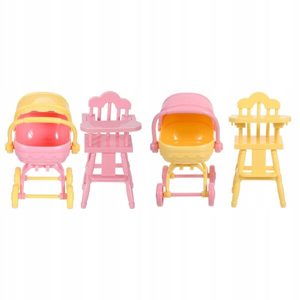 Interaktives Kinderwagen- und Hochstuhl-Set für Puppen, realistisches und kompaktes Zubehör