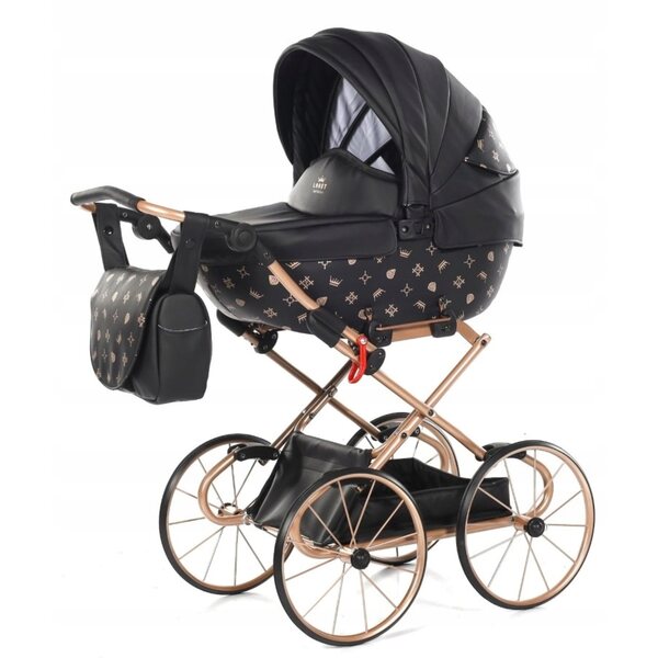 TAKO Imperial Classic Mini Retro Puppenwagen Schwarz mit Stoßdämpfung
