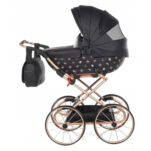 TAKO Imperial Classic Mini Poussette de poupée rétro noire avec absorption des chocs