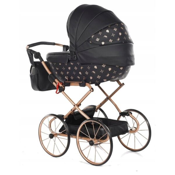 TAKO Imperial Classic Mini Poussette de poupée rétro noire avec absorption des chocs