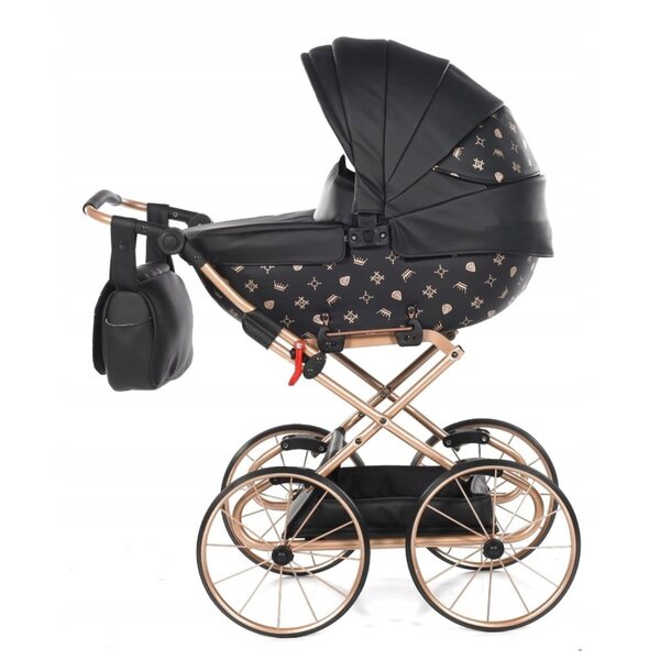 TAKO Imperial Classic Mini Poussette de poupée rétro noire avec absorption des chocs