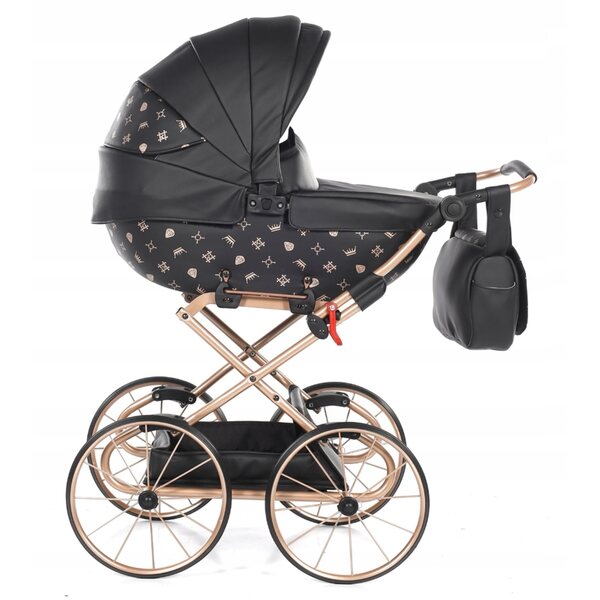 TAKO Imperial Classic Mini Poussette de poupée rétro noire avec absorption des chocs